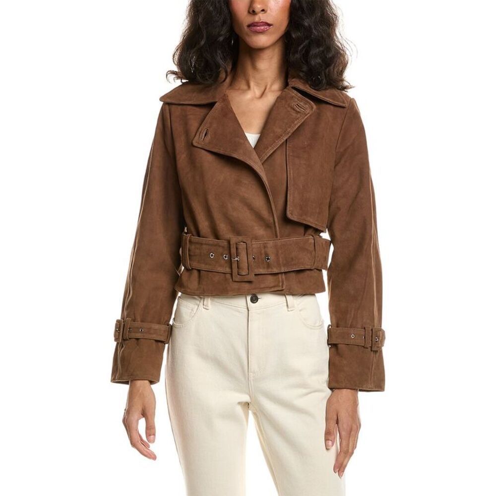 Walter Baker Womens Rexa Suede Short Trench Coat